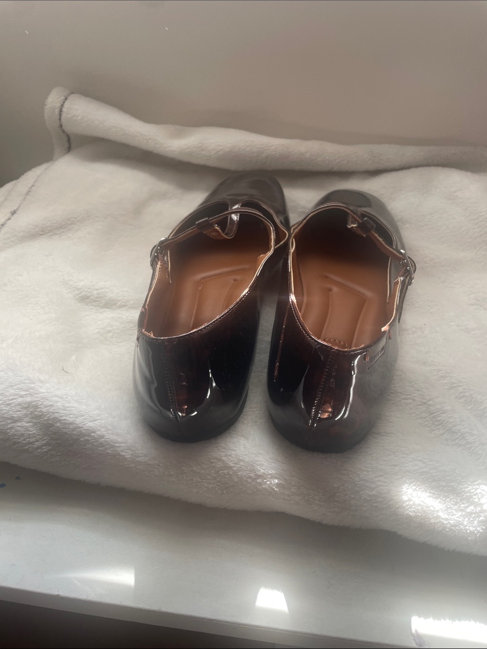 Franco Sarto T-Strap Patent Mary Janes in Tortoiseshell Brown - Picture 3 of 7